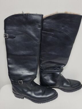 Frye  Leather Hight  Knee-High Riding Boots With With Rabbit Liner Size 8 1/2 M.